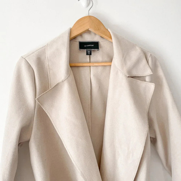 Le Chateau Open Front Long Line Duster  Cardigan Coat Off White Cream Size Small - Picture 4 of 8
